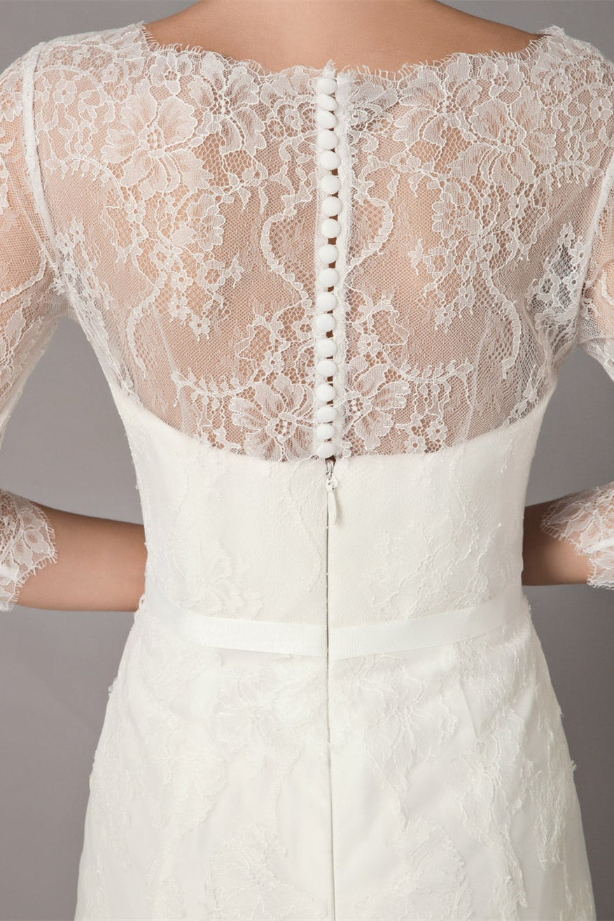 Vestido de novia playero de media manga con encaje de Weitese